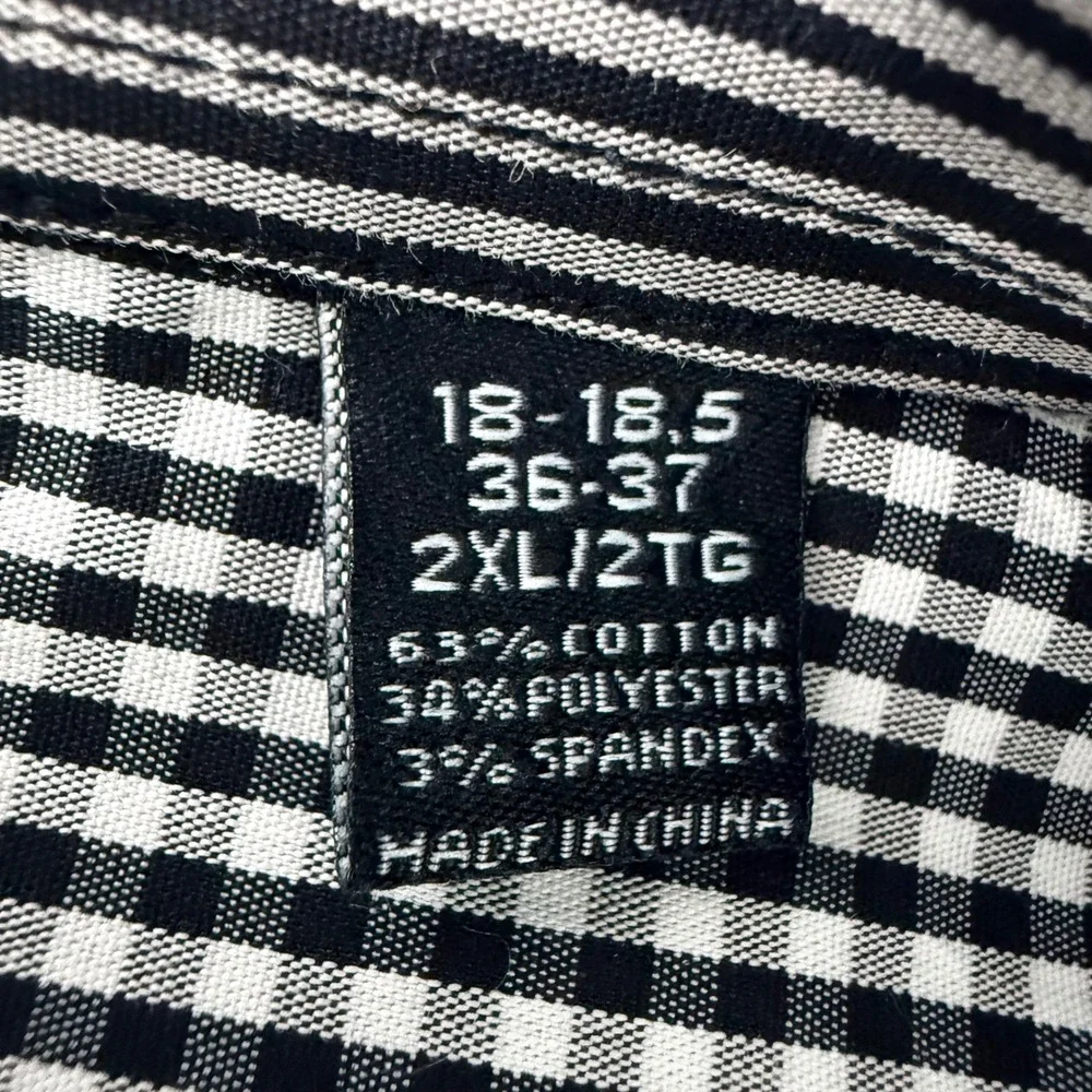 Nick Graham Button Down Shirt Mens 2XL Black White Excellent Stretch Modern Fit